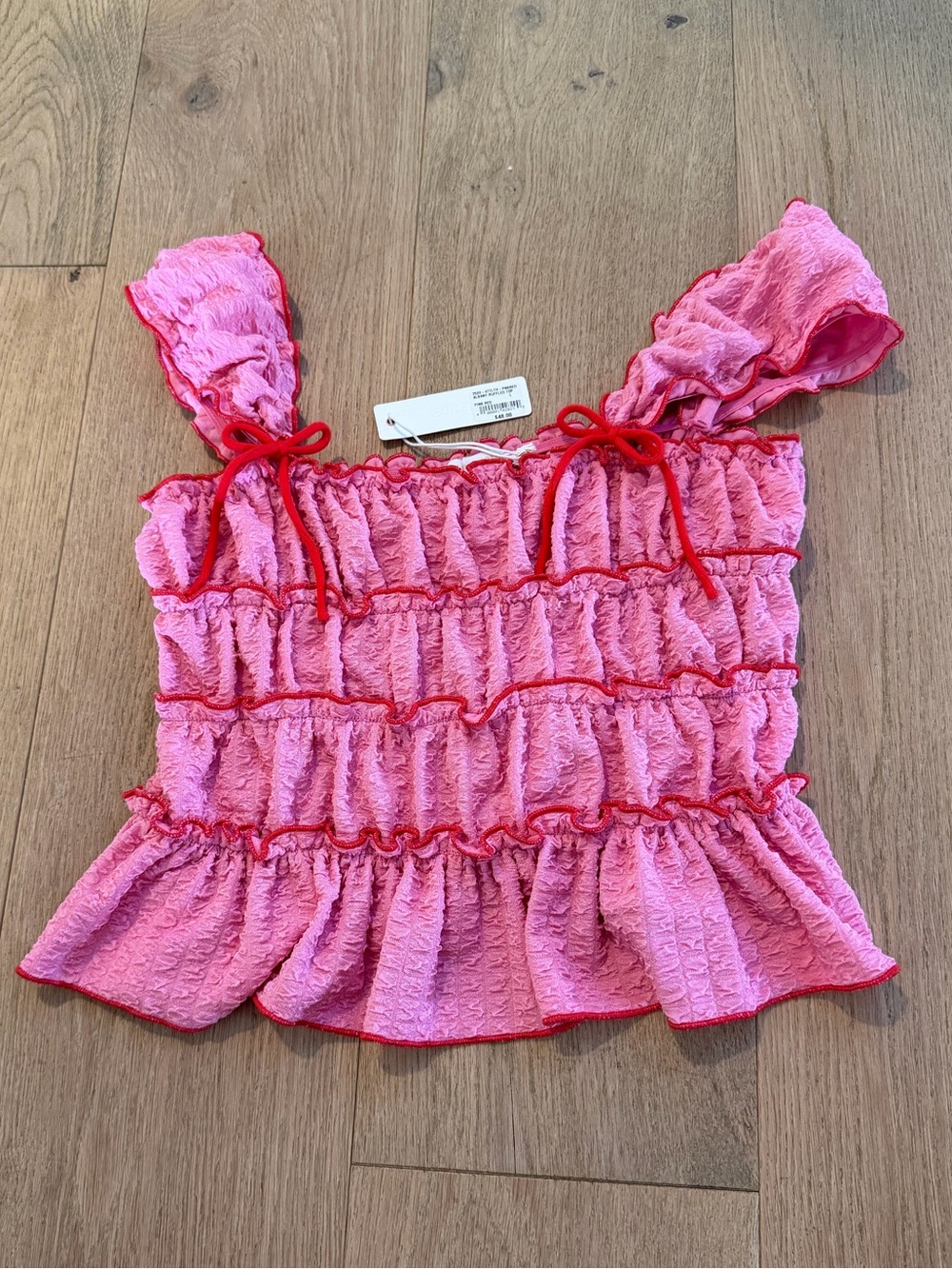 Pink & Red Bow Tank Blouse